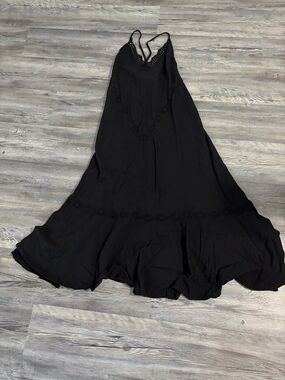 Zara Black Lace-Trim Slip Maxi Dress